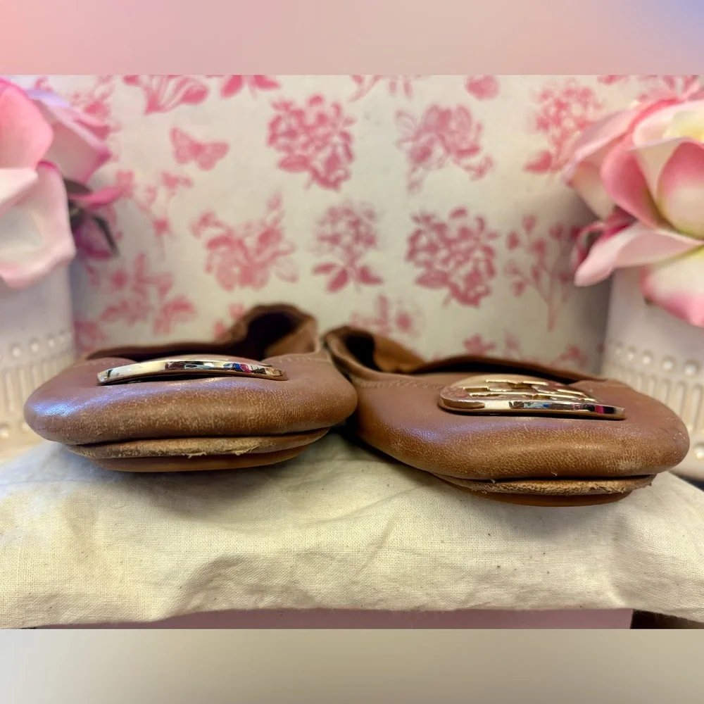 Tory Burch Flats Color: Pecan Praline with Gold Emblem - Picture 3 of 5
